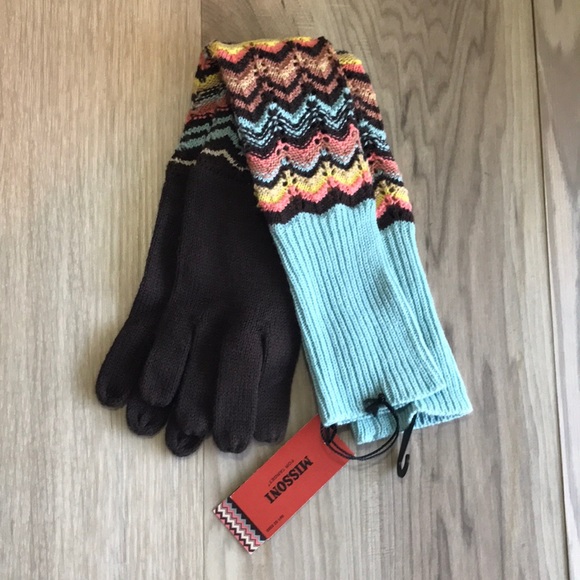 Missoni for Target Accessories - MISSONI for Target Zig Zag Long Gloves Blue Brown NWT